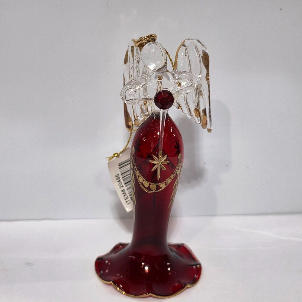 Scottish Christmas Birthstone Angel January garnet cut glass hand painted #20485